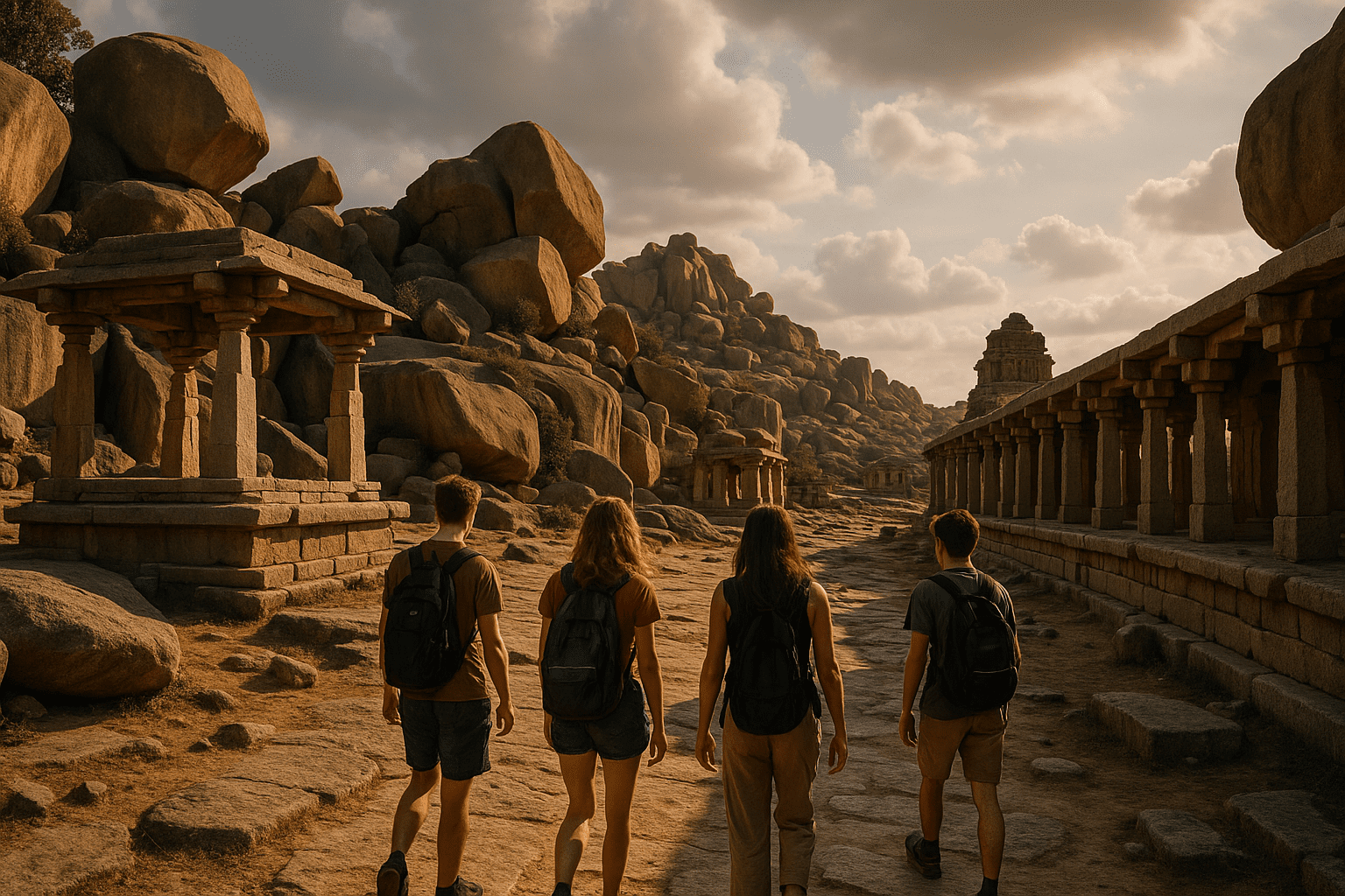 Exploring Hampi's ancient ruins in Karnataka
