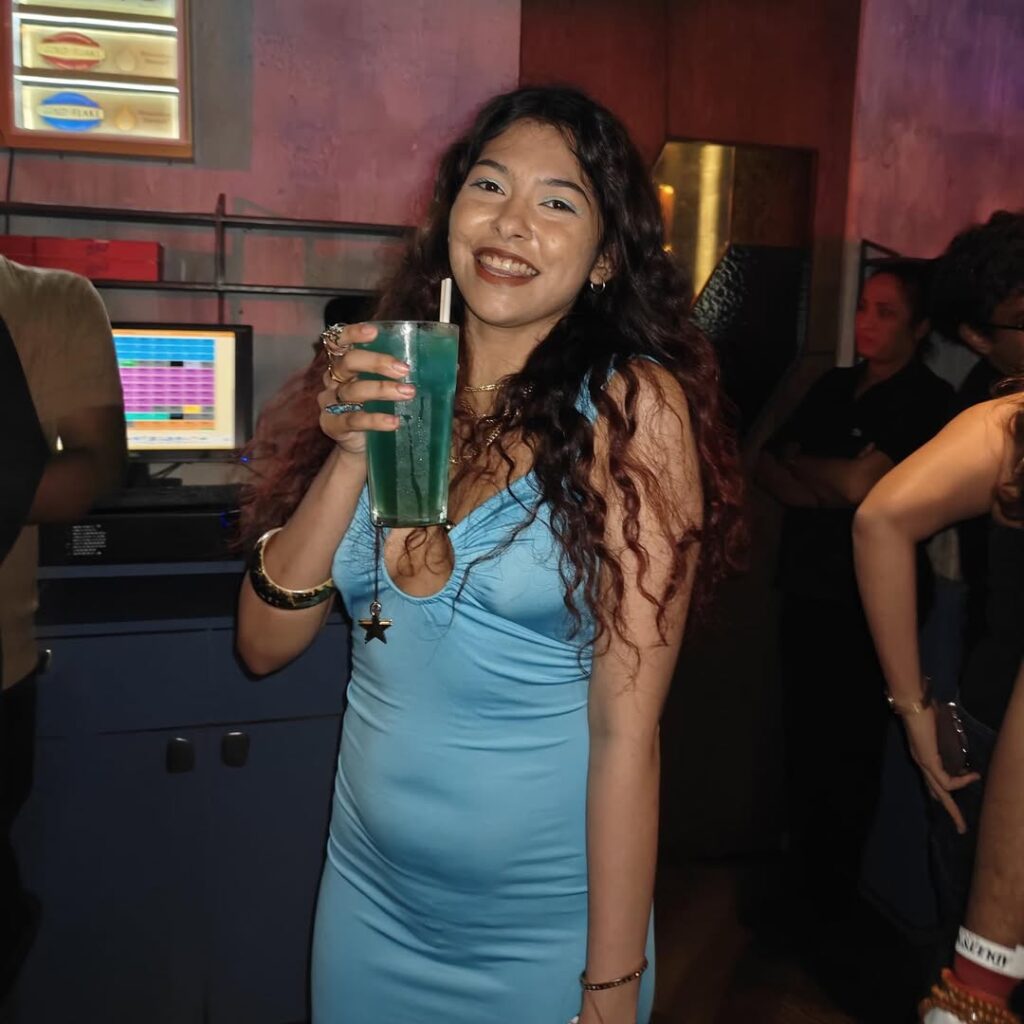 Anoushka Lalvani in a blue outfit