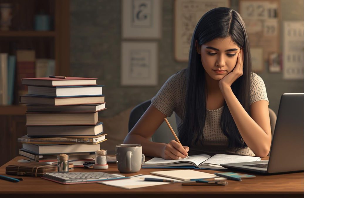 Indian student managing time and studies