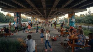 Design and materials of the flyover hub