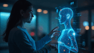 freepik a person interacting with a holographic ai assista 33973