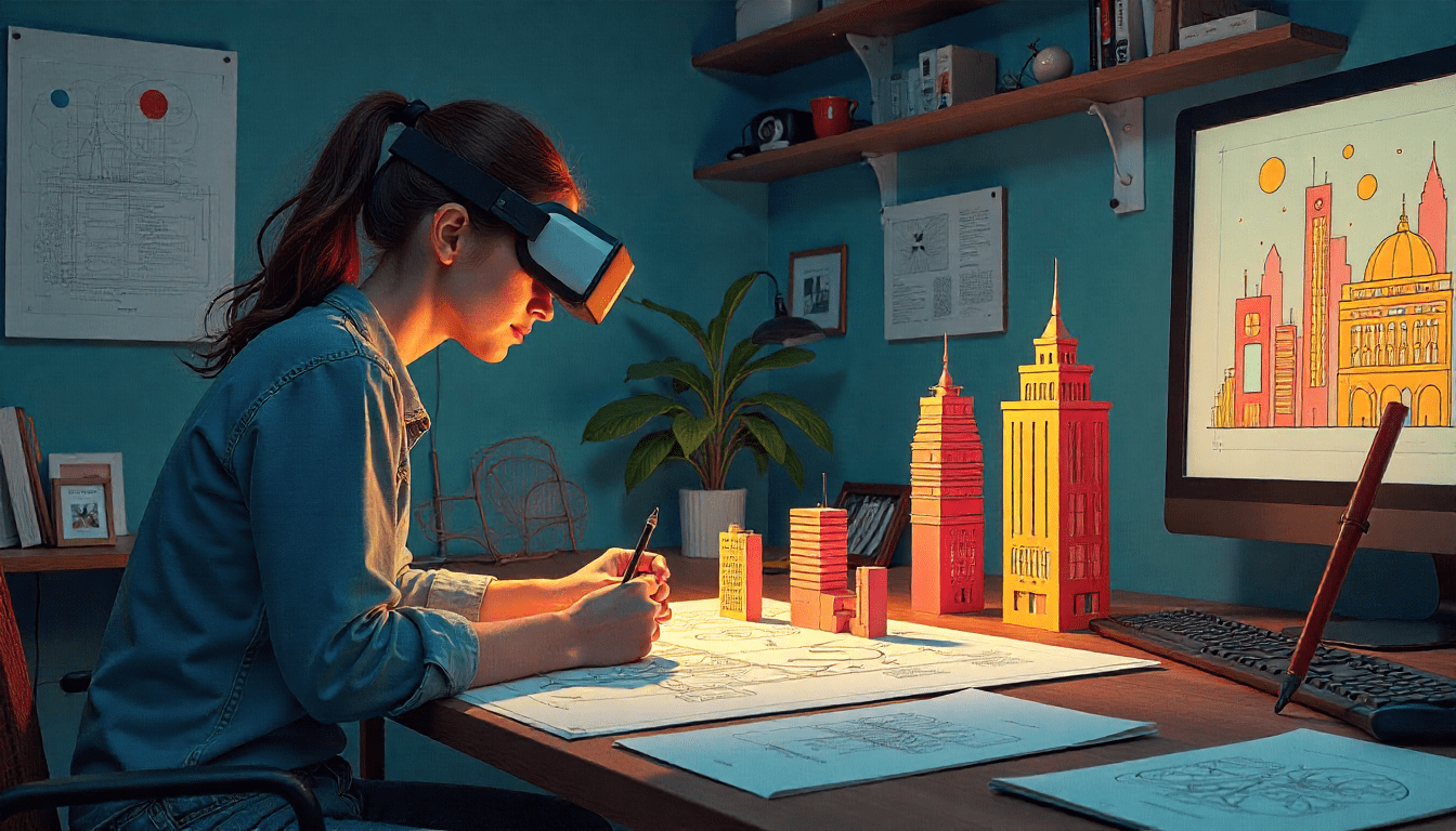 Person with AR headset creates 3D building models