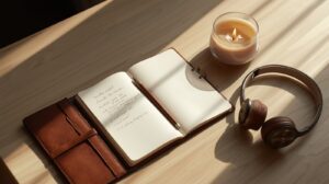 a serene and minimalist workspace