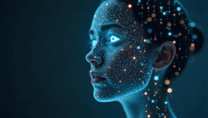 A minimalist digital interface reading facial expressions
